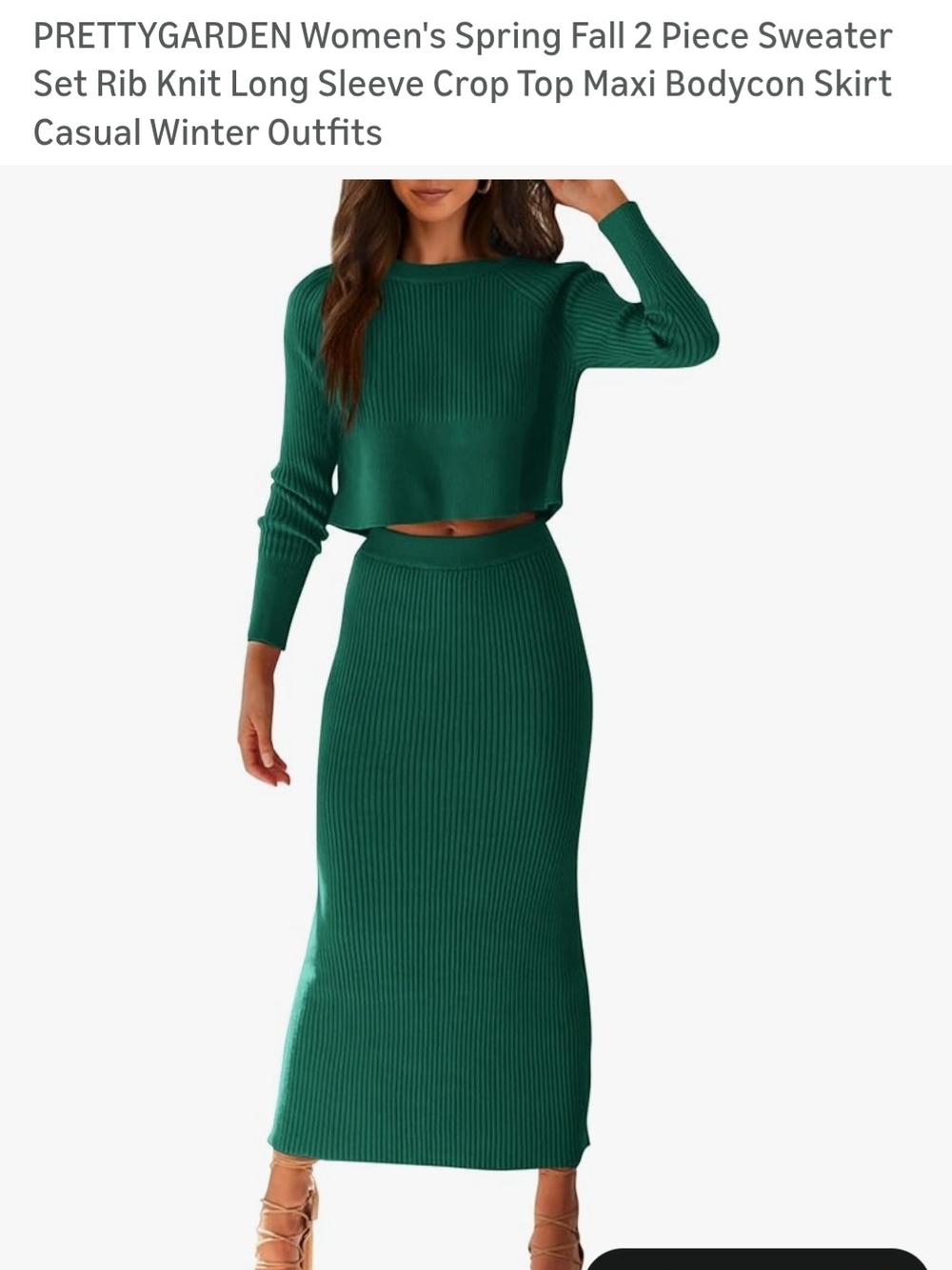 PrettyGarden Green Ribbed Midi Dress - Knit Bodycon